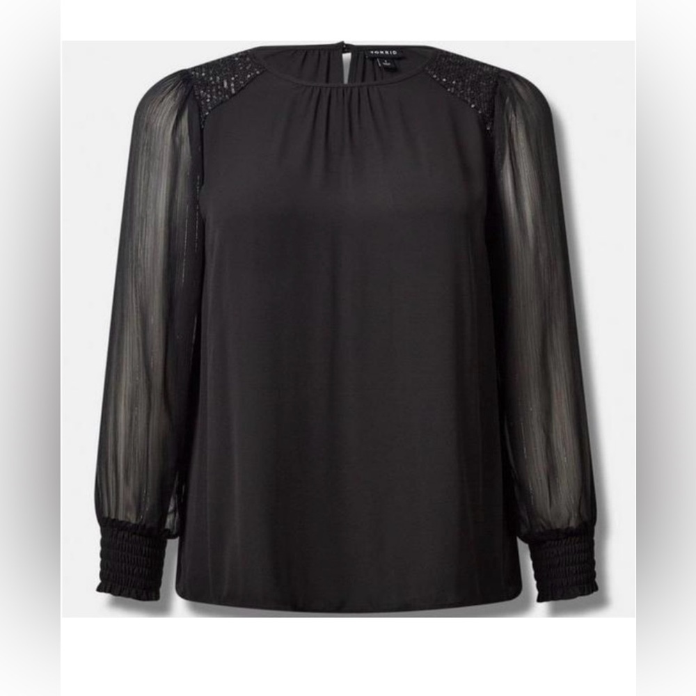 Torrid Georgette with sequin trim blouse
